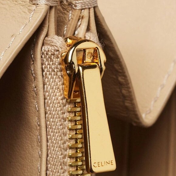 Celine Beige Pebbled Leather Zip Multifunction Wallet - Picture 4 of 9